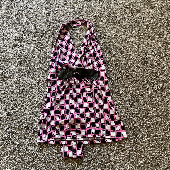 anxiety Tops - Y2K Pink Halter Top